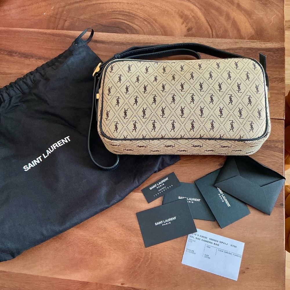 YSL Saint Laurent Le Monogramme All Over Canvas Camera Bag